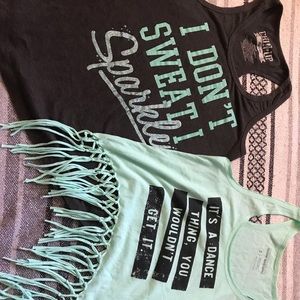 Two teal and grey tank tops 💫☀️